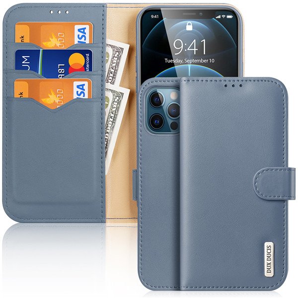 DuxDucis - Hivo Leather Wallet Case iPhone 12 Pro Max - Blau